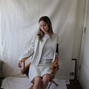 Sax Fifth Avenue 2 Pc Skirt Blazer Striped Suit Sz Medium